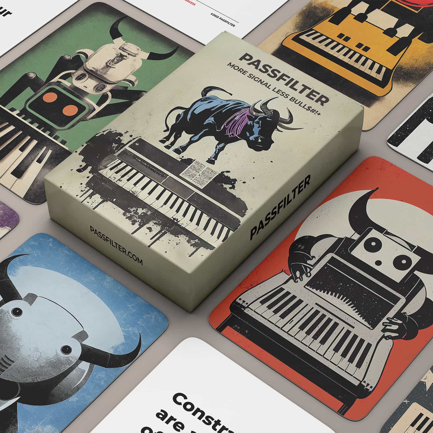 Three Cats Series One: More Signal Less Bull$#!+ Card Deck for Musicians — deck and tuck box