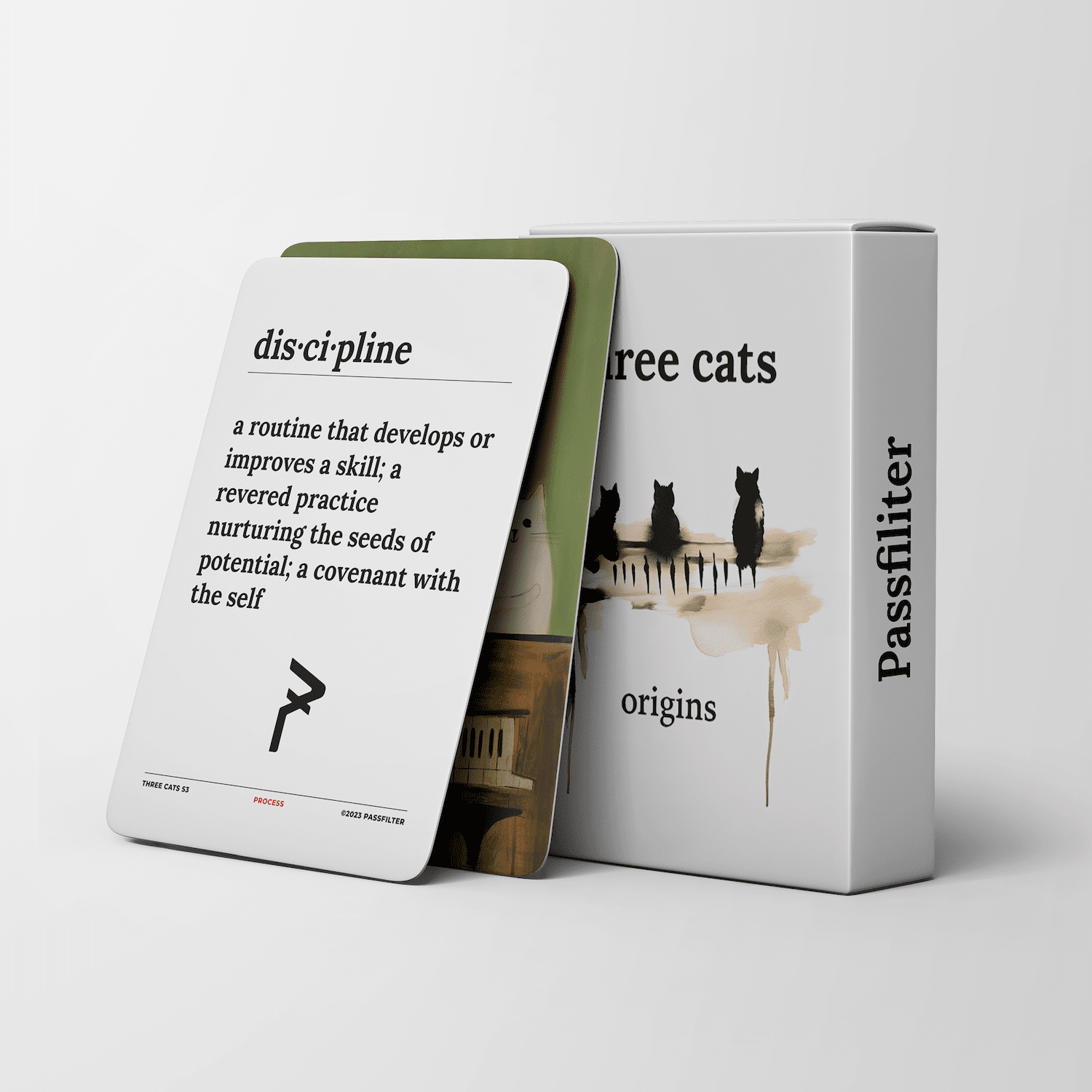 Three Cats Series Three: Origins Card Deck for Musicians — deck and tuck box