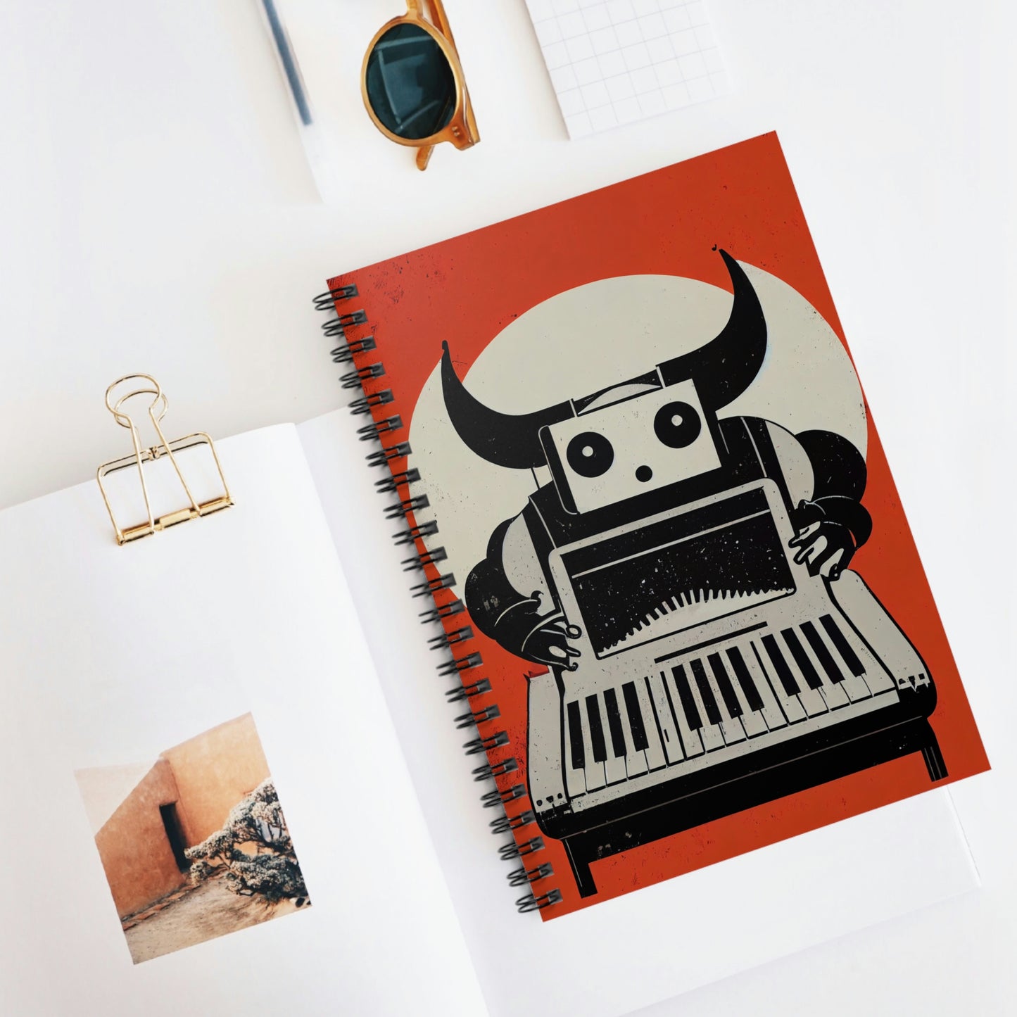 Print #22 - Three Cats Series One: More Signal Less Bull$#!+ Spiral Notebook - Ruled Line for Musicians